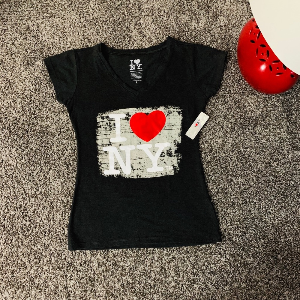 💋I LOVE NY dark GRAY 💋GIRLS T-SHIRT SiZe L